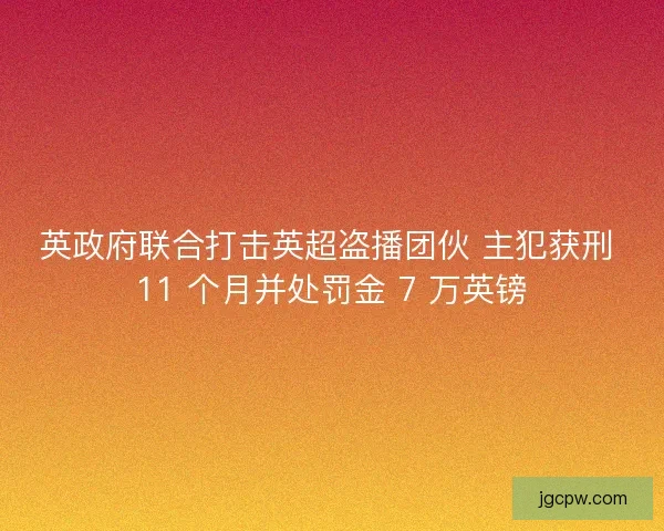 英政府联合打击英超盗播团伙 主犯获刑 11 个月并处罚金 7 万英镑